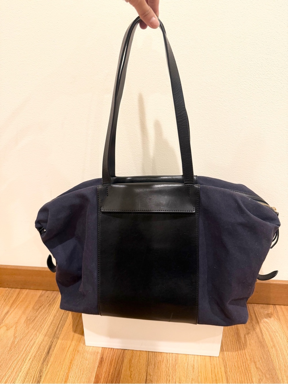 Cuyana Navy Blue Canvas Large Weekender Bag